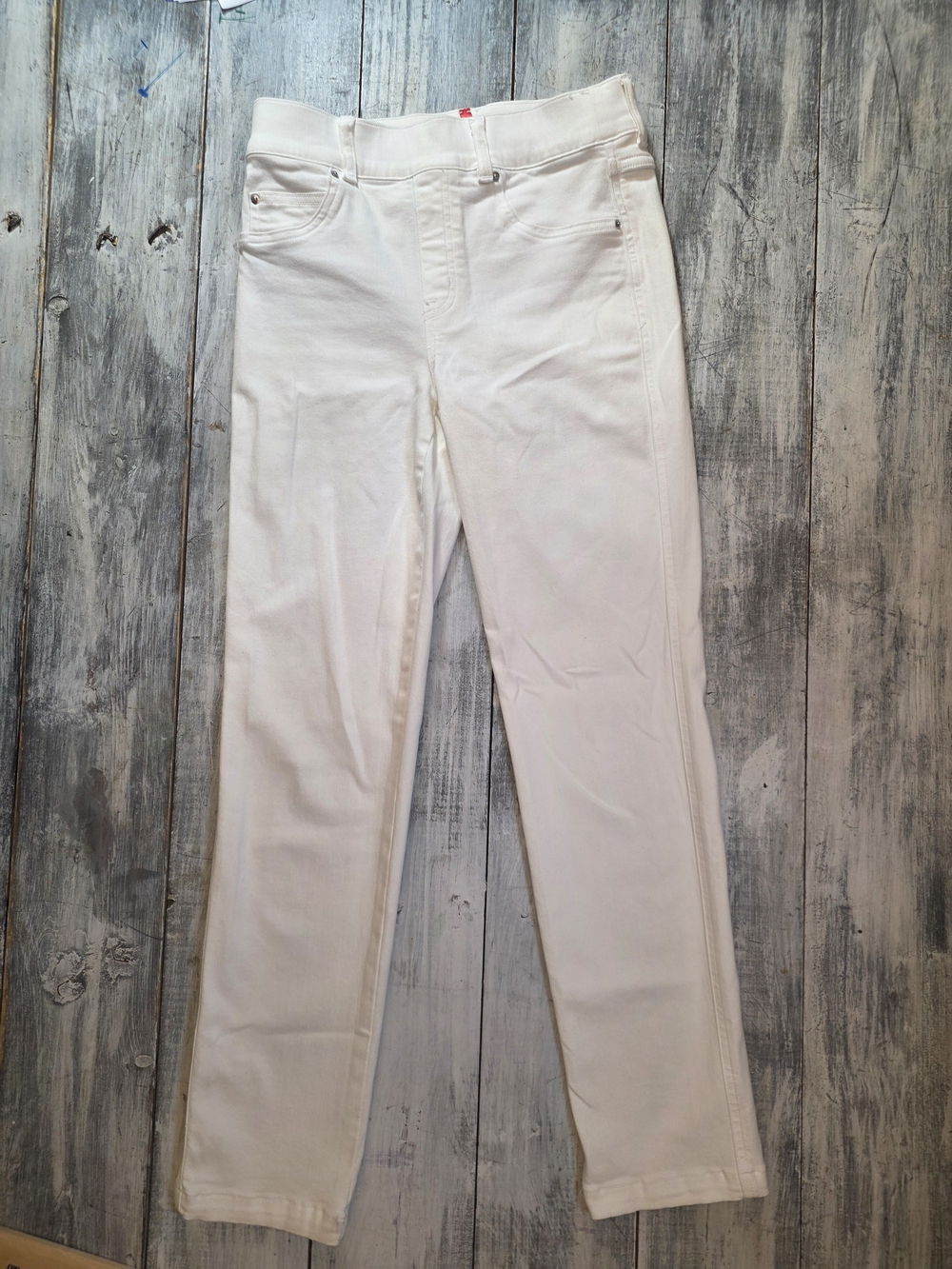 SPANX Women’s White Slim Straight Leg Stretch Jeans sz S Small